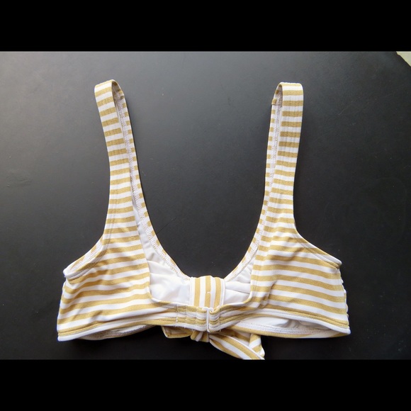 New Scoop neck Swim Bikini Top wireless Yellow bow - Picture 2 of 2